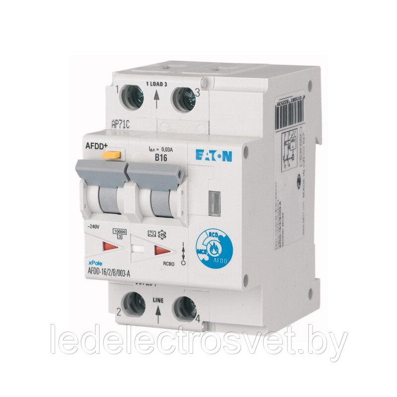 Дифф. авт. выключатель с защитой от дуги AFDD-16/2/B/003-A, 2P, 16A, хар-ка B, 10kA, 30mA, тип A, 3M