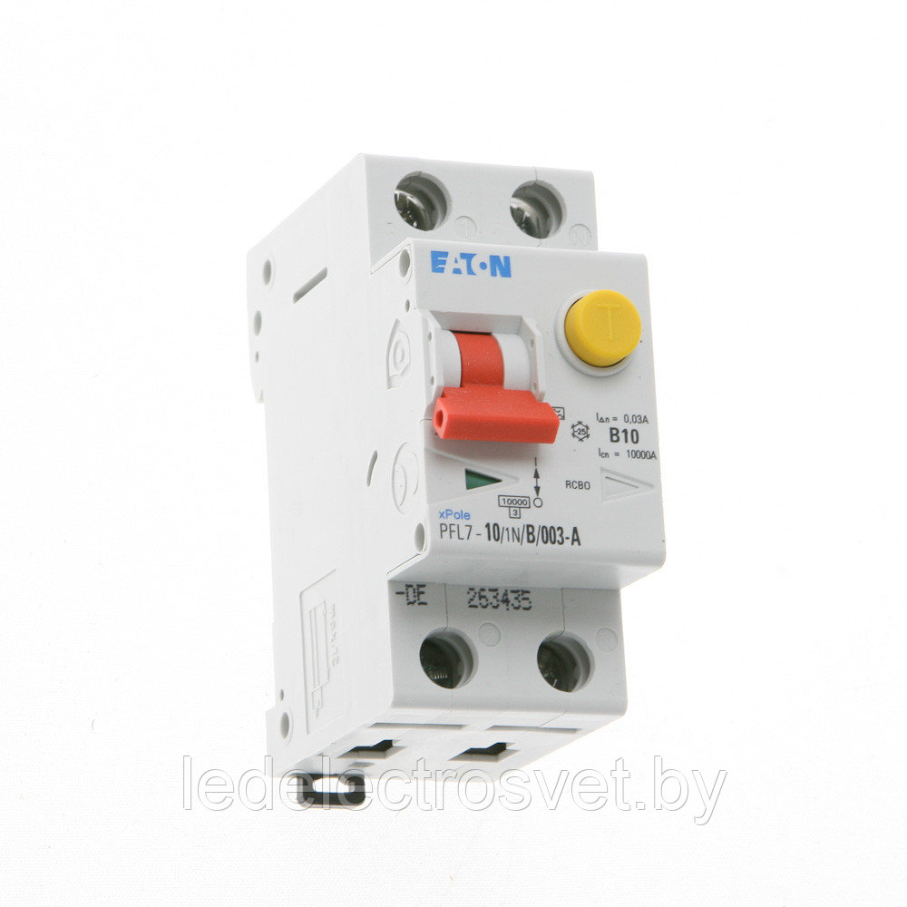 Дифф. авт. выключатель PFL7-10/1N/B/003-A, 1P+N, 10A, хар-ка B, 10kA, 30mA, тип А, 2M