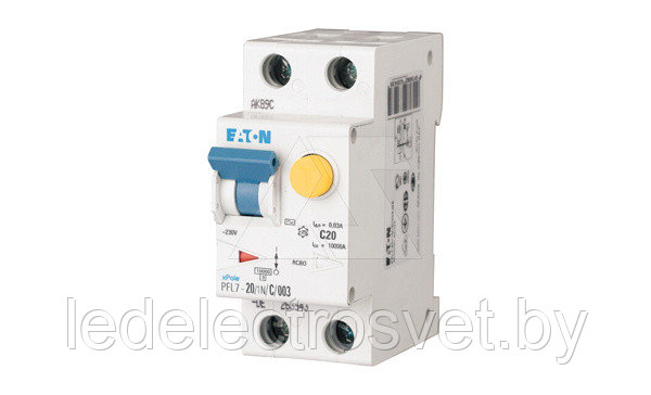 Дифф. авт. выключатель PFL7-20/1N/B/003-A, 1P+N, 20A, хар-ка B, 10kA, 30mA, тип А, 2M