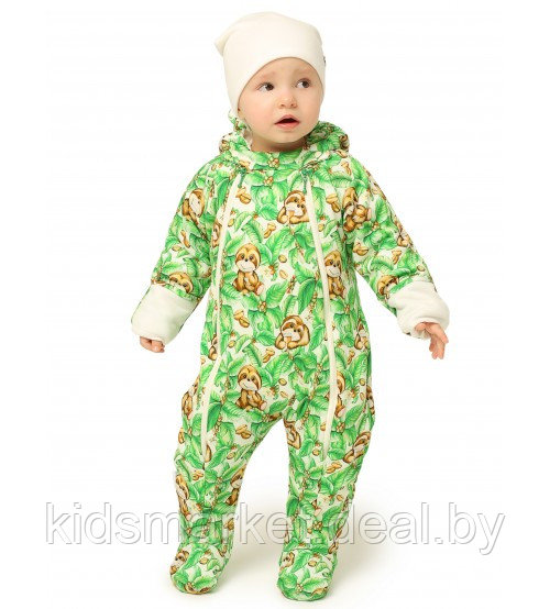 Комбинезон детский утепленный Путешественник зеленый (размеры 62,68,74) - фото 1 - id-p146905478