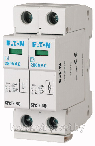 Разрядник SPCT2-280/2, 2P, 280VAC, 20kA(8/20µs), класс C, индикация, 2M - фото 1 - id-p146740987
