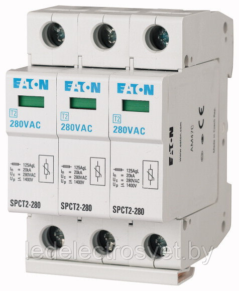 Разрядник SPCT2-280/3, 3P, 280VAC, 20kA(8/20µs), класс C, индикация, 3M - фото 1 - id-p146740988
