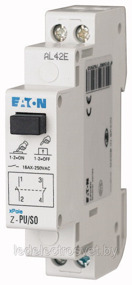 Кнопка Z-PU/SO, 1NO+1NC, 16A(250VAC), без фикс., черная марк., 1M