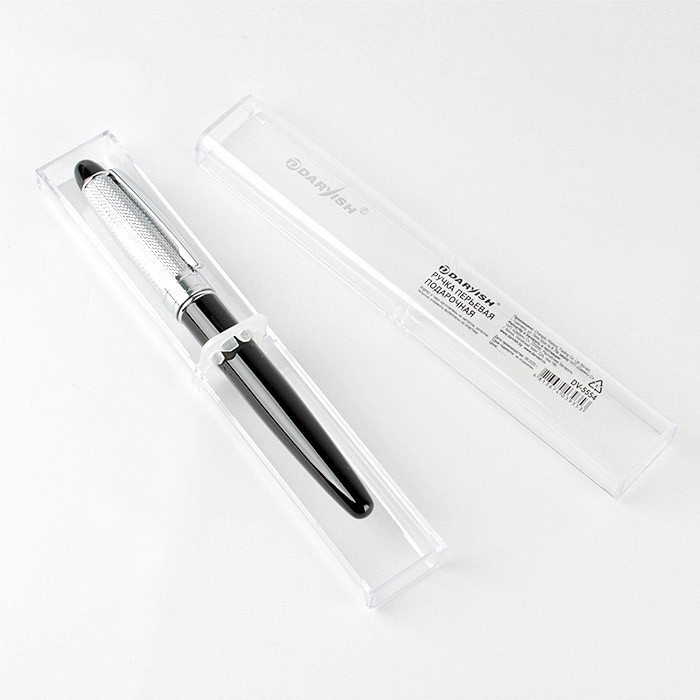 Ручка перьевая подарочная в футляре "Darvish" корпус металлический черный с серебром - фото 3 - id-p146939094