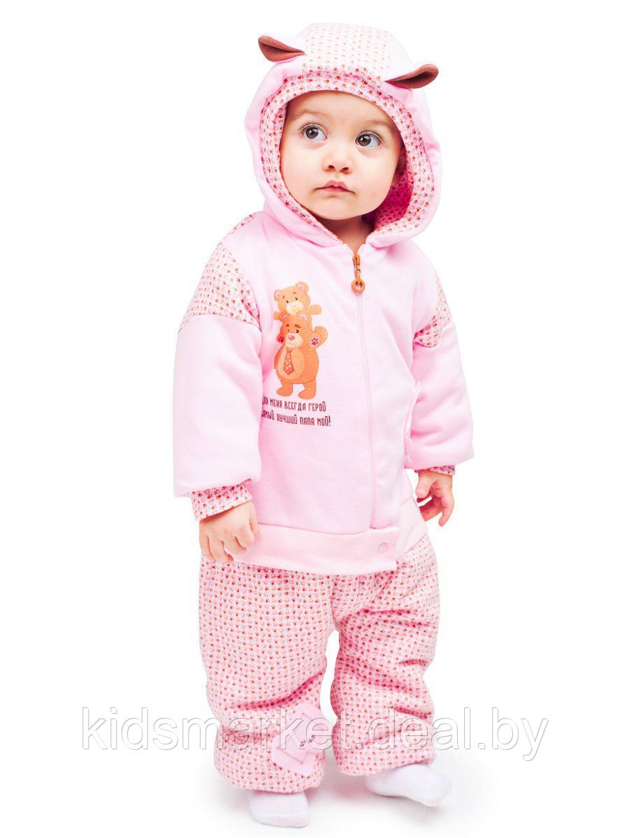 Комбинезон детский утепленный Надписи с манжетами розовый (размеры 62,68,74) - фото 1 - id-p146941841