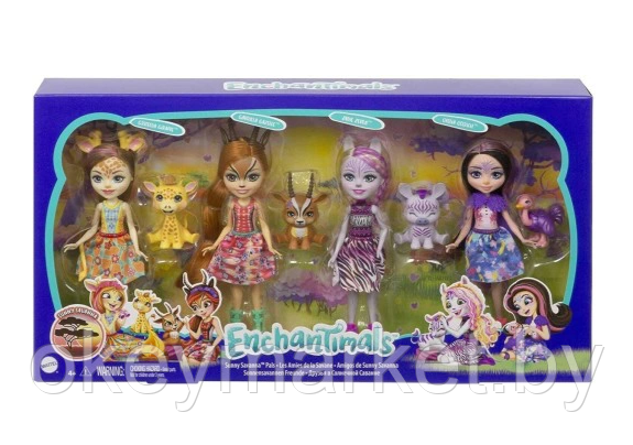 Игровой набор Mattel 4 куклы Enchantimals Друзья в солнечной саванне GYN57, фото 2