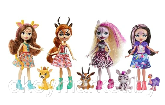 Игровой набор Mattel 4 куклы Enchantimals Друзья в солнечной саванне GYN57, фото 2