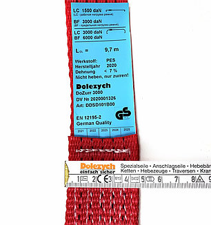 Стяжной ремень DoZurr 3000, LC 1500/3000 daN, двойные крюки, 50мм, 12м, Dolezych DDSD121B00, фото 2