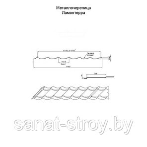 Металлочерепица МП Монтеррей (VikingMP E-20-3005-0.5) RAL 3005 Красное вино, фото 2