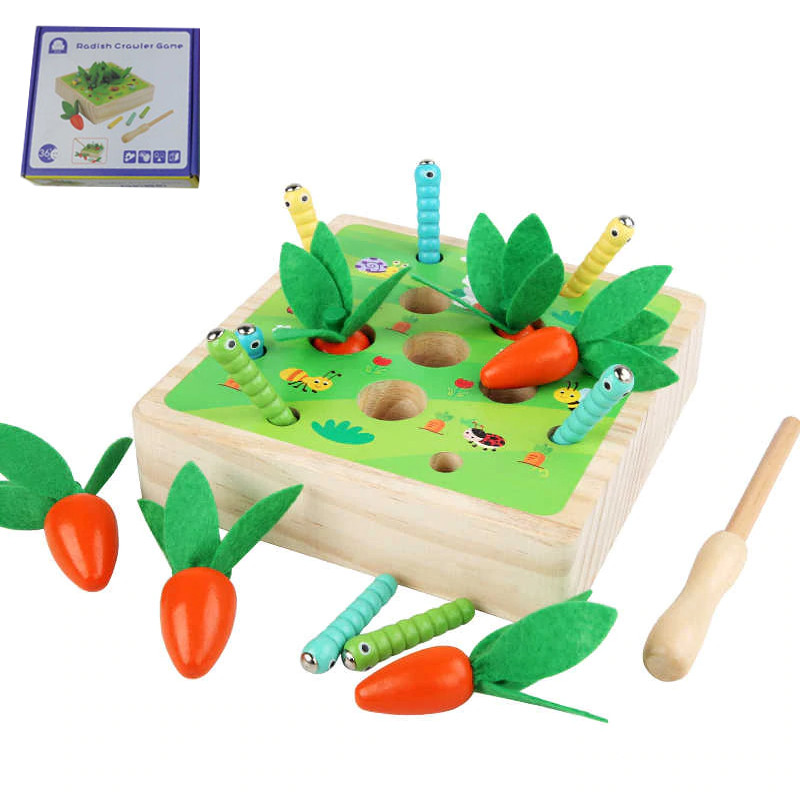 Деревянная игра "Морковная грядка с червячками"
