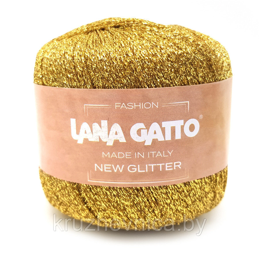Пряжа Lana Gatto New Glitter (51% полиэстер, 49% полиамид), 25г/300 м, цвет 8587 Oro