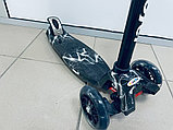 Самокат 21st scooter Maxi Scooter (светящиеся колеса) цвет черный молния рисунок new, фото 2