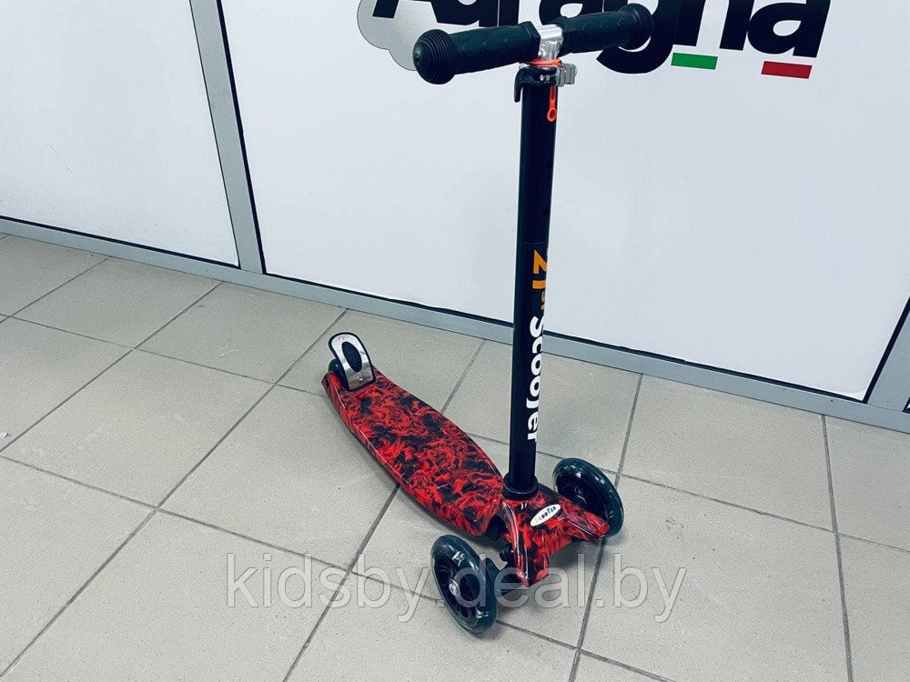 Самокат 21st scooter Maxi Scooter (светящиеся колеса) цвет красно-черный рисунок new - фото 2 - id-p147099357