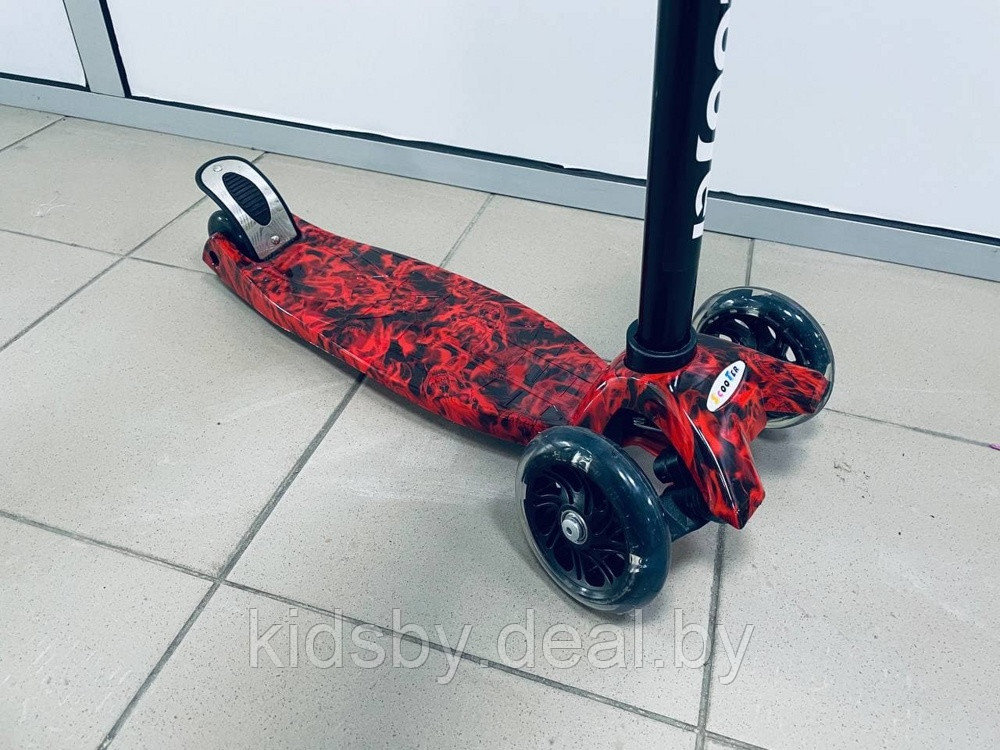 Самокат 21st scooter Maxi Scooter (светящиеся колеса) цвет красно-черный рисунок new - фото 3 - id-p147099357