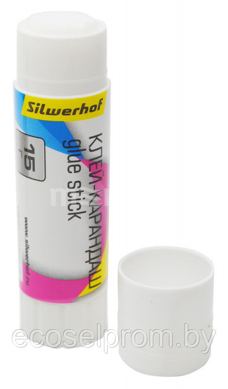 Клей-карандаш Silwerhof 433040-15 15гр ПВА термоусадочная упаковка, фото 1