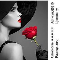 Картина по номерам 40х50 Девушка с красной розой (Q5310)