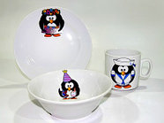 Набор посуды 3 предмета Идиллия 360,170,200 рис Пингвинчики