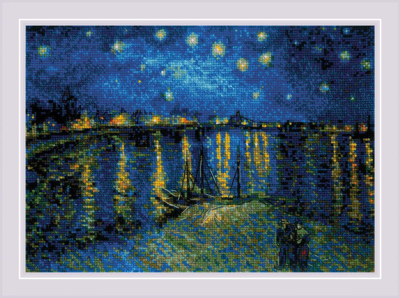 Набор для вышивания крестом «"Звездная ночь над Роной" по мотивам картины В. Ван Гога». - фото 1 - id-p147130450