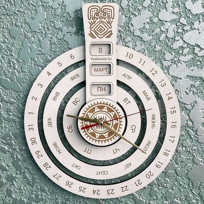 Часы настенные с вечным календарем «Кольца» белые