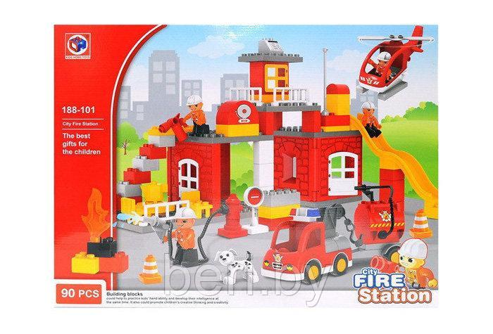 188-101 Конструктор Kids Home Toys "Пожарная часть", 90 деталей, крупные детали, для малышей аналог Lego Duplo - фото 2 - id-p147140895