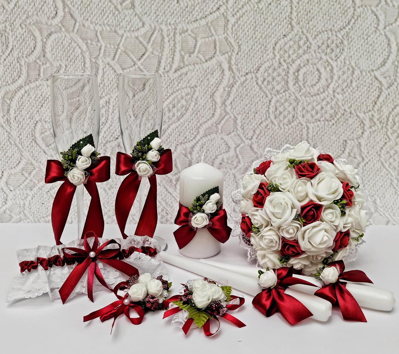 Свадебный набор "Классика" в бордовом цвете