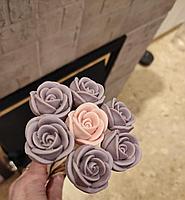 Набор подарочный Букетик-комплимент "Шоколадные розы"( 7 шт.),11*28 см розово-сиреневый