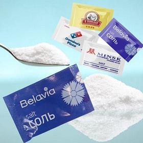 Соль с логотипом порционная белая фасованная по 1 гр., коробка 1000 шт.
