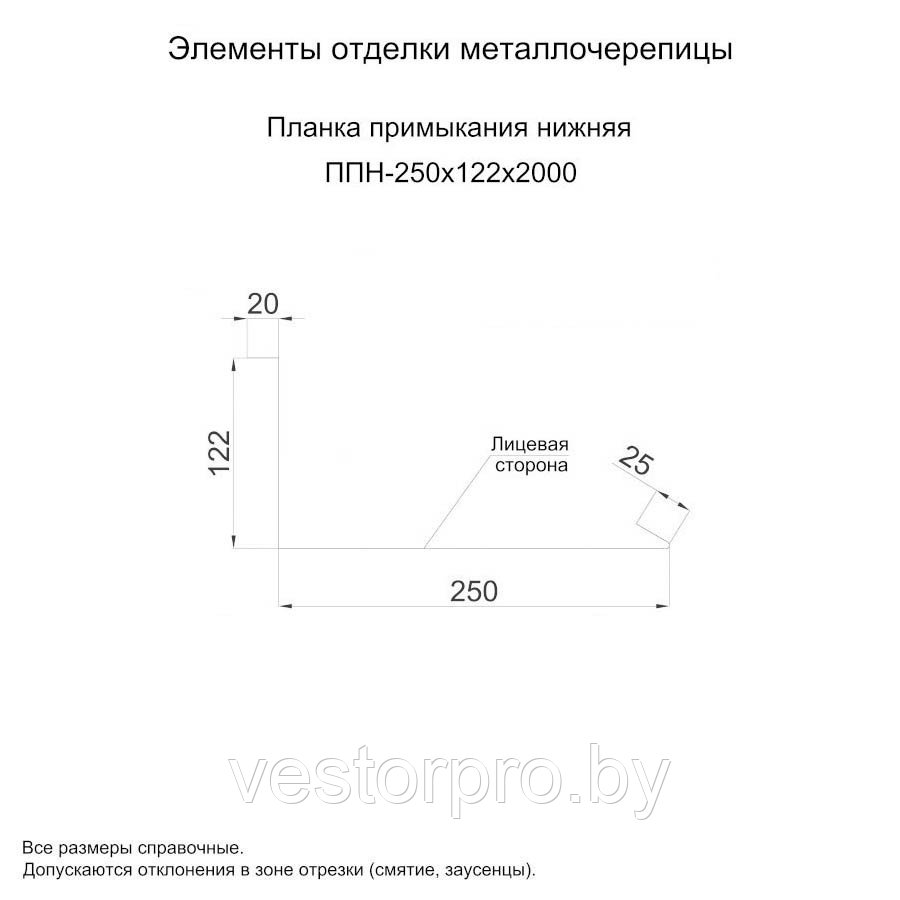 Планка примыкания нижняя 250х122х2000 полиэстер - фото 3 - id-p4118959