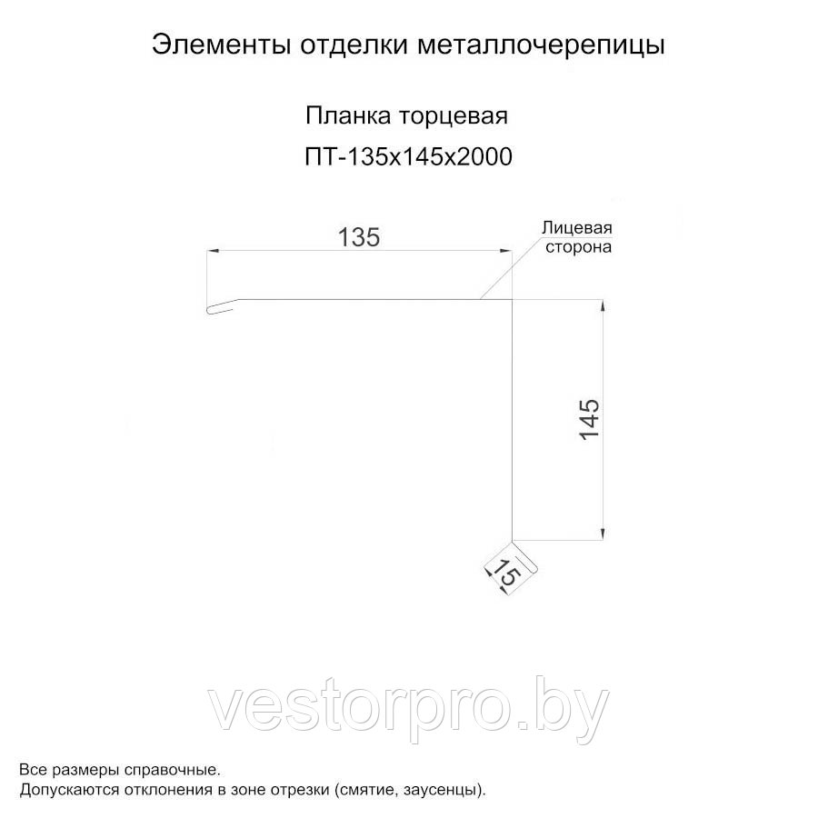 Планка торцевая, ветровая 135х145х2000 полиэстер - фото 3 - id-p147189640