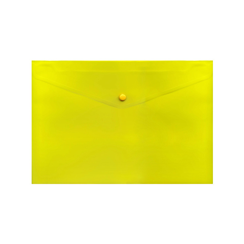 Папка-конверт с кнопкой, A4, 180мкм, Index, цвет желтый(работаем с юр лицами и ИП) - фото 1 - id-p147195775