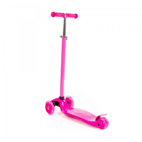 Самокат для детей Scooter Maxi, трехколесный самокат-кикборд с большими светящимися колесами (розовый). Арт. - фото 3 - id-p147198393