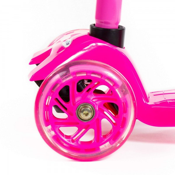 Самокат для детей Scooter Maxi, трехколесный самокат-кикборд с большими светящимися колесами (розовый). Арт. - фото 7 - id-p147198393