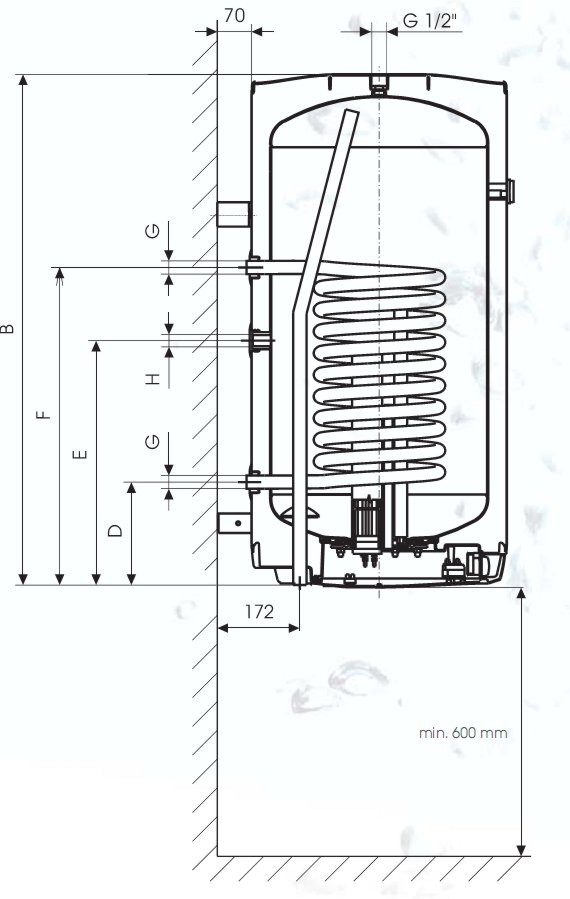 Накопительный комбинированный настенный водонагреватель Drazice OKC 100 /1m2 - фото 5 - id-p12342202