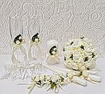 Комплект свадебных бокалов и свечей "Классика" в кремовом цвете, фото 2