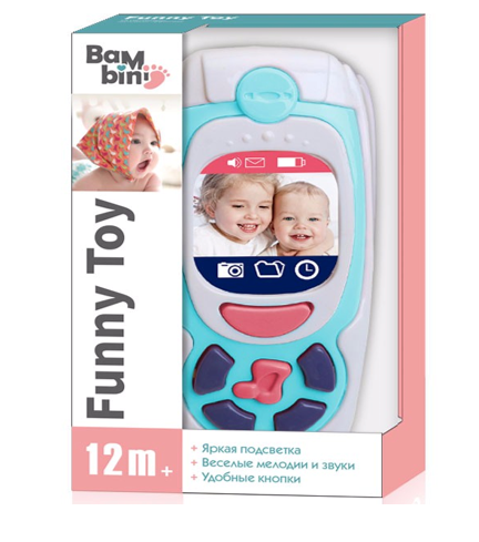 Телефон Bambini, русифицированная упаковка, свет/звук, на батарейках, арт.200524686
