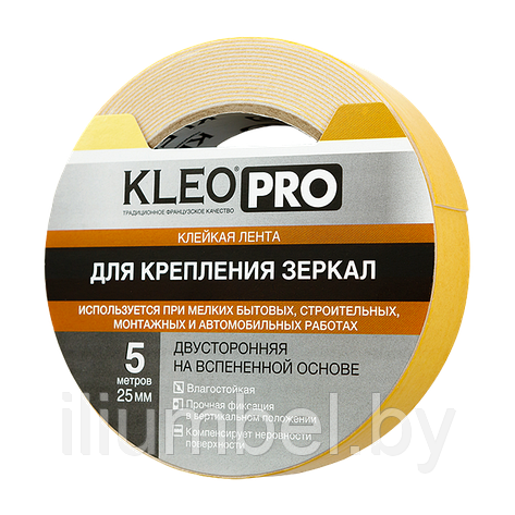 Клейкая лента для крепления зеркал KLEO PRO 25мм х 5 м, фото 2