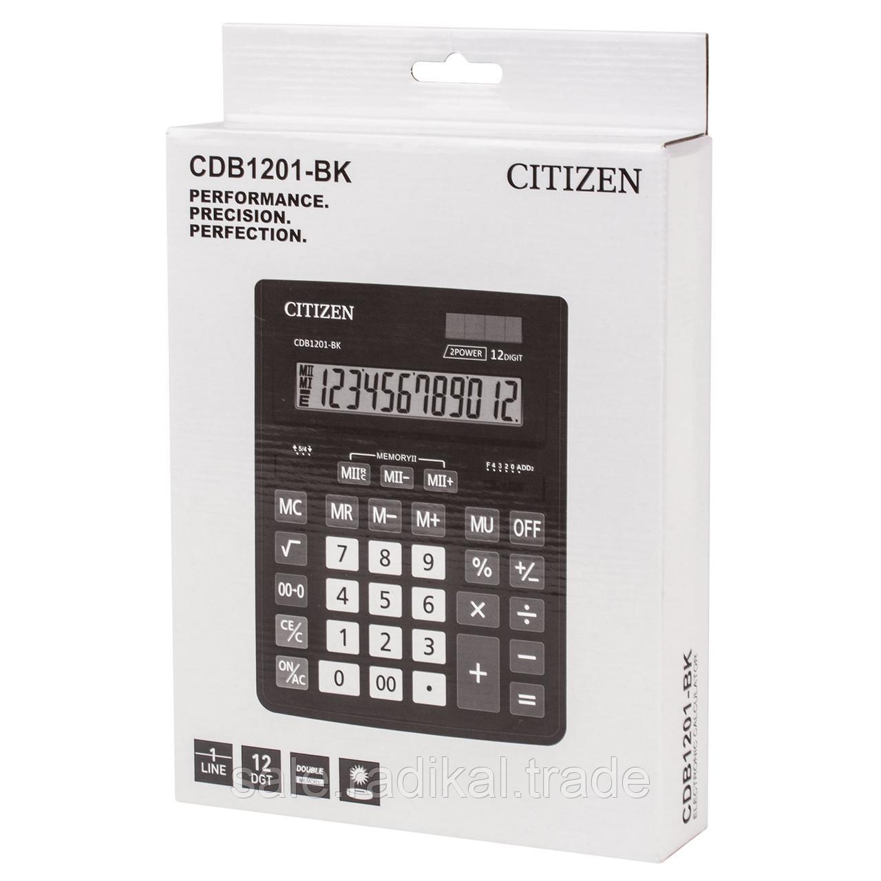 Калькулятор SDB1201-BK CITIZEN 12-разр. Бухгалтерский,цвет - черный - black - фото 1 - id-p143785174