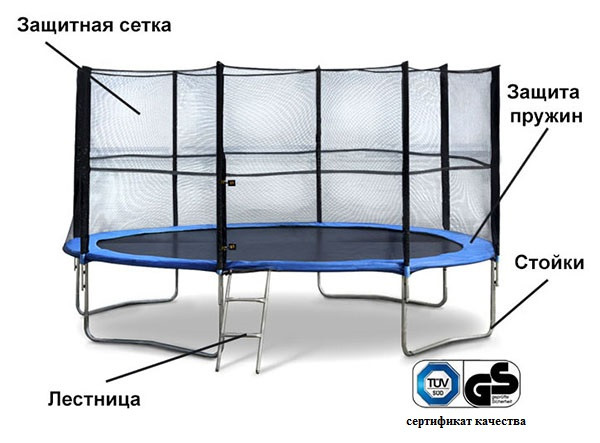 Батут Fun Fit 404 см (13ft) с внешней сеткой, лестницей, на 220кг