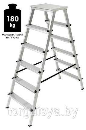 Стремянка 6 ступеней ал. 2-х сторонняя с увеличенной площадкой (260мм) серия NV212 Новая высота, фото 2
