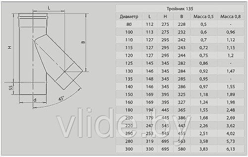 Тройник 45° марка стали (AISI):430, 0.5 мм. - фото 2 - id-p147313163