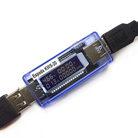 USB тестер Espada KWS-V20, 3-9V, 3A, измеритель ёмкости - фото 1 - id-p147333942