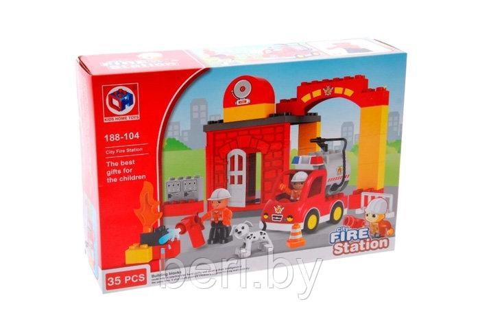 188-104 Конструктор Kids Home Toys "Пожарное депо", 35 деталей, крупные детали, для малышей, аналог Lego Duplo - фото 3 - id-p147334212