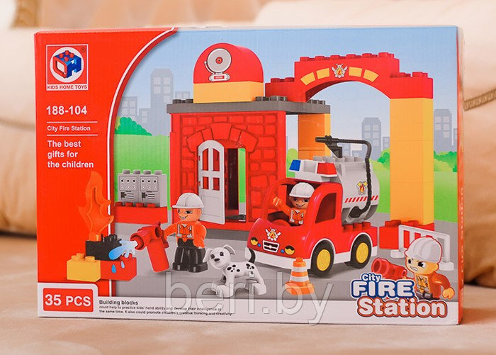 188-104 Конструктор Kids Home Toys "Пожарное депо", 35 деталей, крупные детали, для малышей, аналог Lego Duplo - фото 5 - id-p147334212