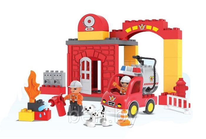 188-104 Конструктор Kids Home Toys "Пожарное депо", 35 деталей, крупные детали, для малышей, аналог Lego Duplo - фото 2 - id-p147334212