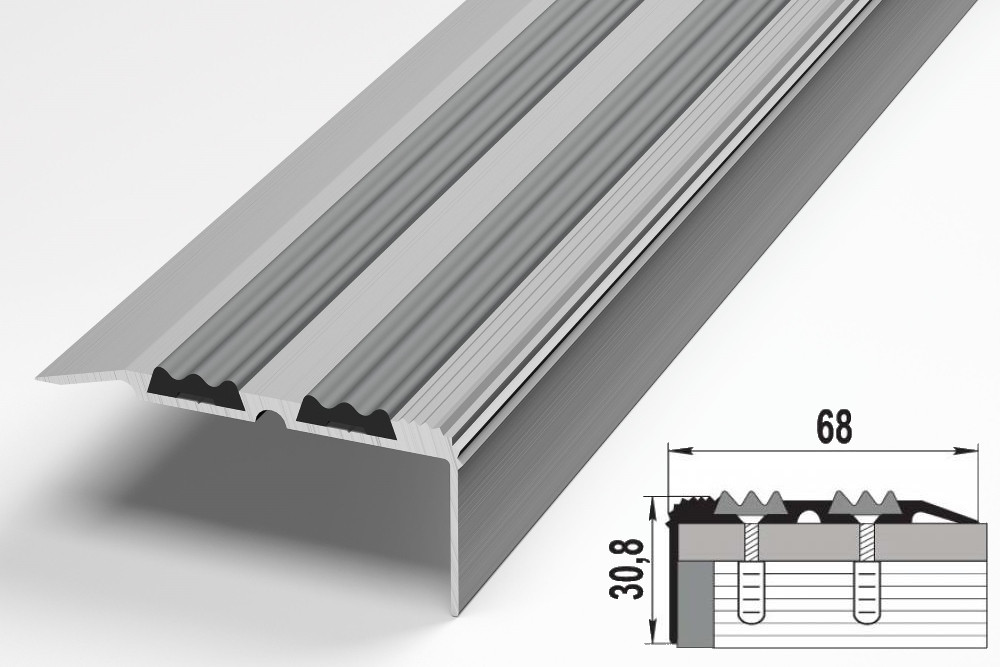 Накладка на ступень ПО 68х30, цвет серебро, 2,7 м - фото 4 - id-p138168153