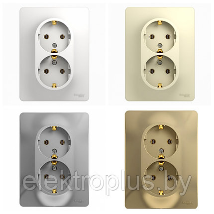 Розетка двойная с заземлением серии Glossa Schneider Electric, фото 2