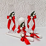 Набор свадебных свечей "Классика" для обряда "Семейный очаг" в красном цвете, фото 2