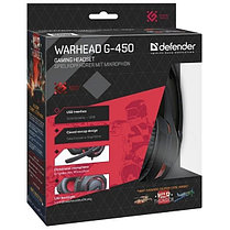 Игровая гарнитура Defender Warhead G-450 USB, подсветка, кабель 2,3 м, фото 2