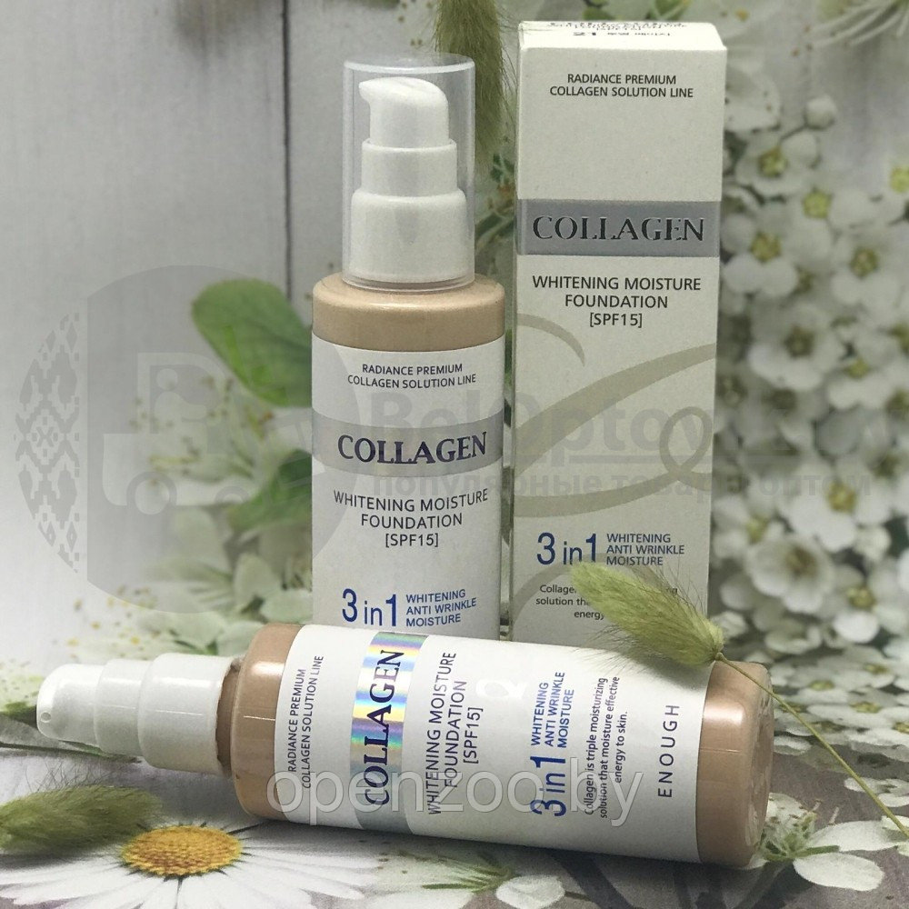 Увлажняющий, осветляющий тональный крем с коллагеном Enough Collagen 3 in1 Whitening Moisture Foundation SPF - фото 6 - id-p147434076