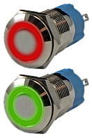 Кнопка металлическая 12 мм антивандальная миниатюрная с подсветкой AR-SD16-BL12100.FR